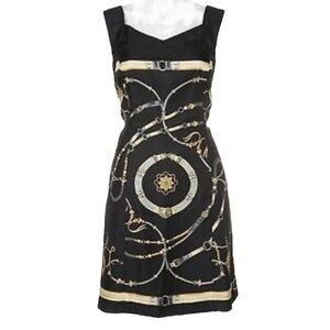 J. McLaughlin Silk Dress V Neck Equestrian Print Sleeveless Size 6